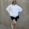 Oversized witte sweatshirt (hoodie) met rits witte hoodie